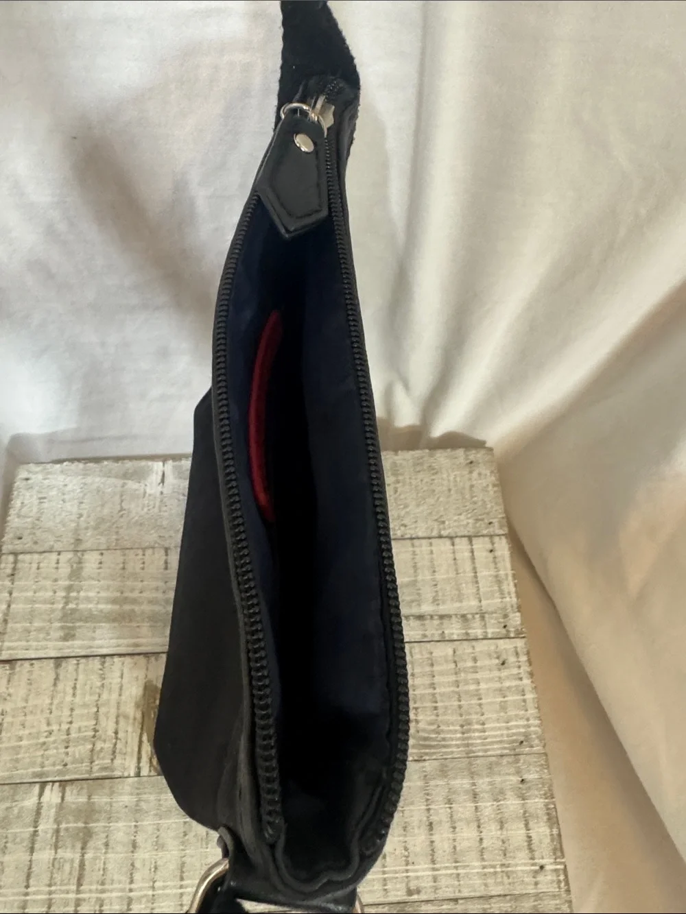 Tommy Hilfiger Black Logo Jacquard Crossbody Bag Turn Lock Adjustable Strap